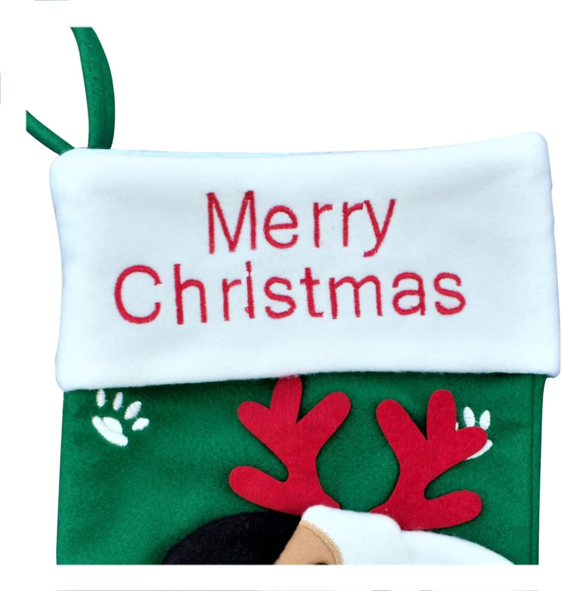Festive Dog Christmas Stocking - 16"x7" Puppy Stocking with Antlers - Perfect for Your Furry Friend!