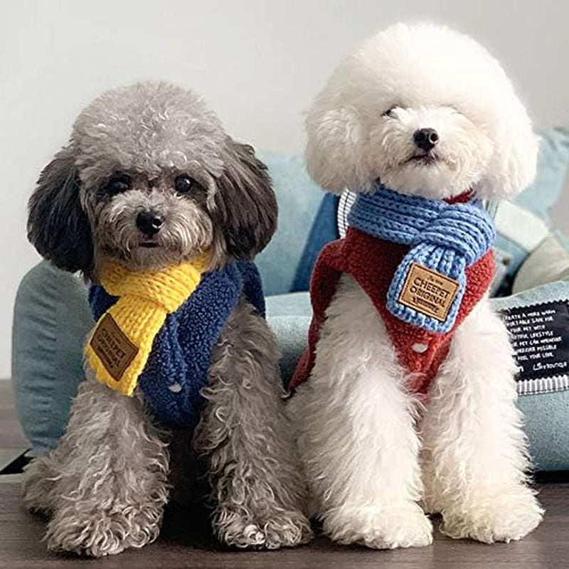 Adorable Winter Knit Scarf for Dogs - Cozy Buddy Christmas Bandana for Your Puppy