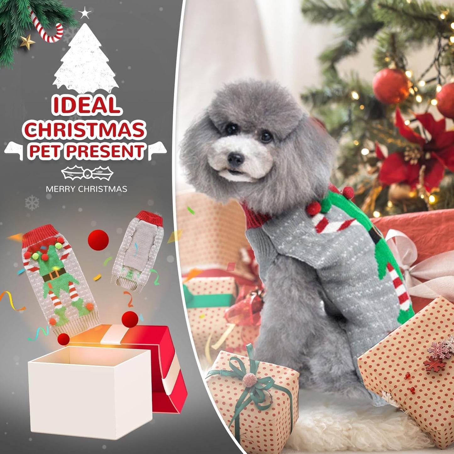 Festive Ugly Elf Clown Dog Sweater - Holiday Jumper for Small to Large Dogs & Cats - Perfect Xmas Outfit!