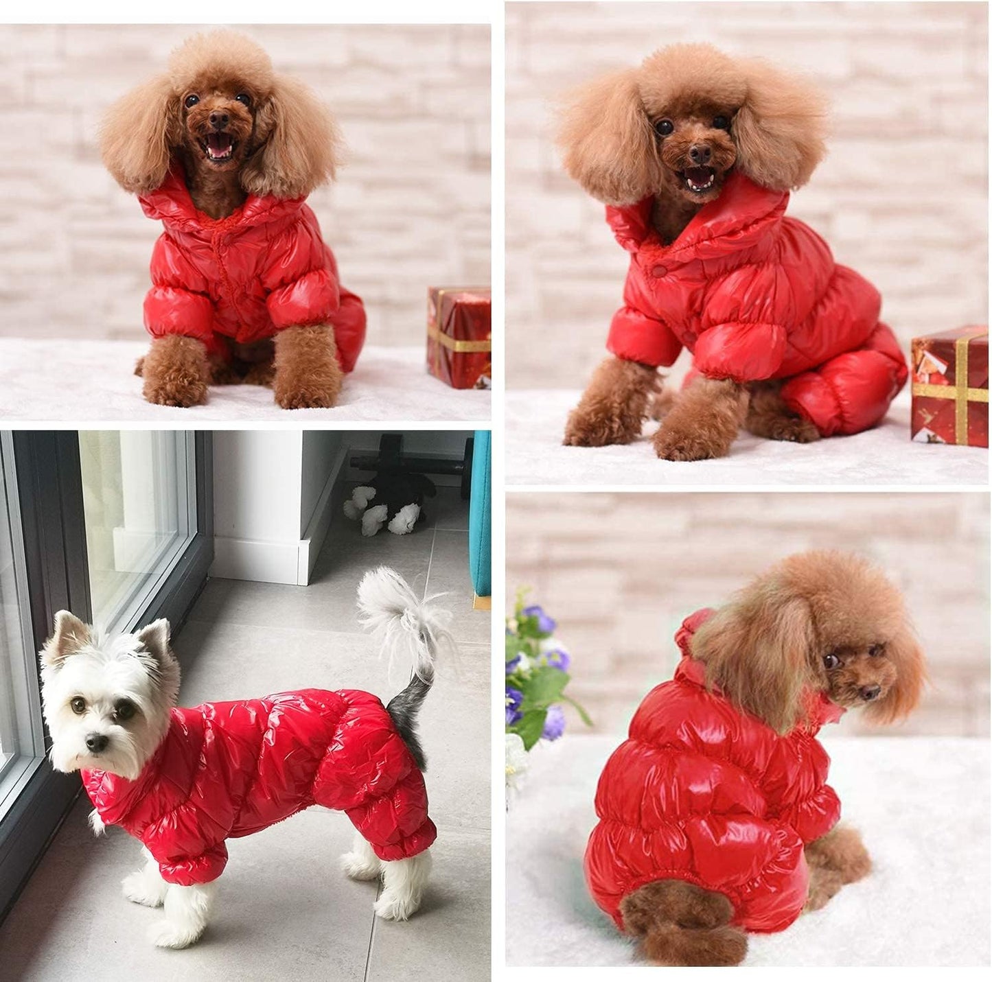 Cozy Red Waterproof Winter Dog Coat - Windproof Snowsuit for Small Dogs - Warm Fleece Jacket for Cold Weather
