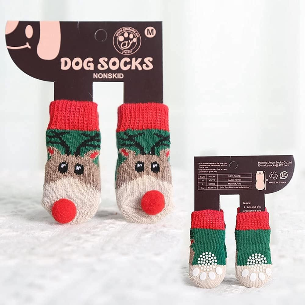 Festive 6-Piece Pet Christmas Costume Set - Adorable Hat, Bandana, Bow Tie, Socks & Bib for Small to Medium Dogs & Cats (Green, S: 2-8Kg)