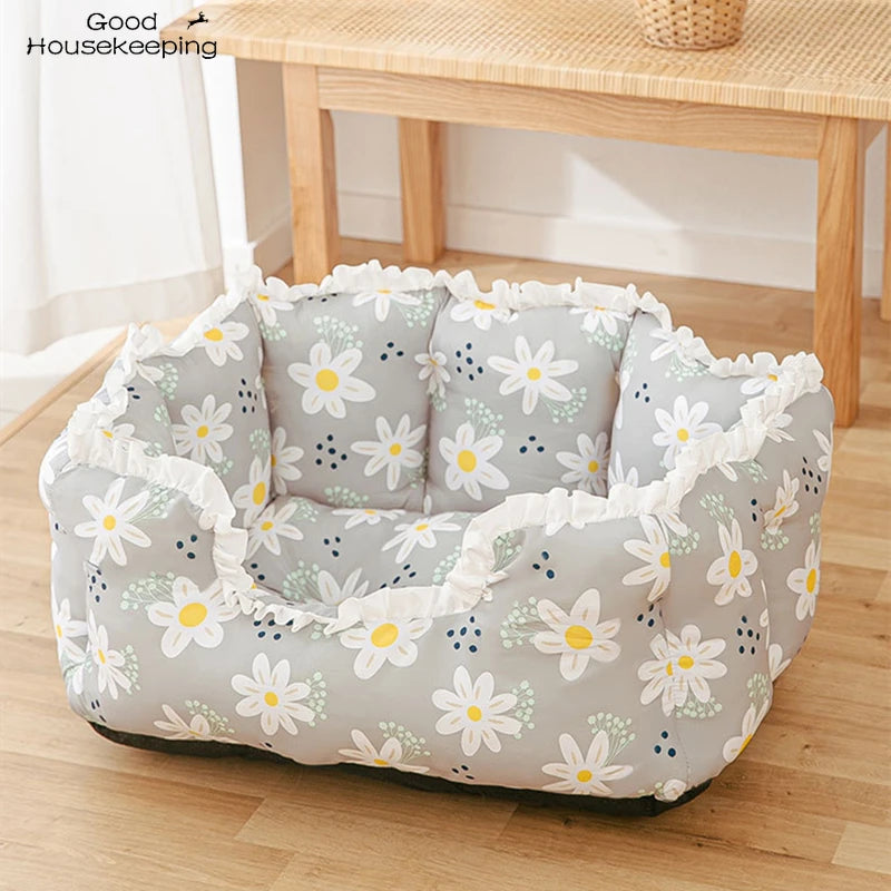 Cozy Summer Cat & Dog Bed House - Stylish Pet Tent & Cushion for Small Pets