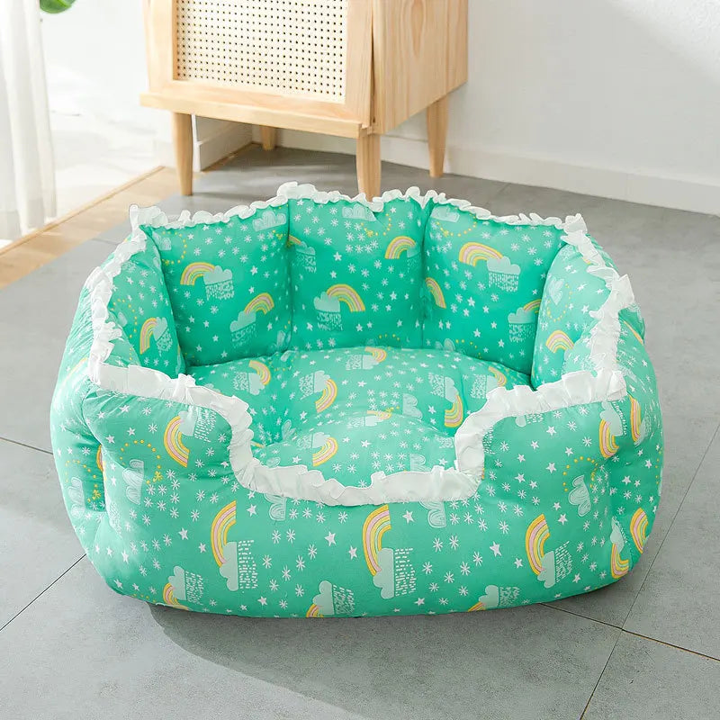 Cozy Summer Cat & Dog Bed House - Stylish Pet Tent & Cushion for Small Pets