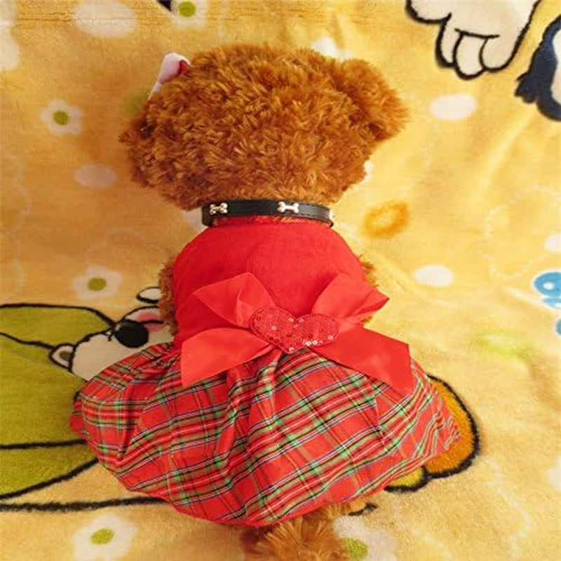 Adorable Bow-Knot Christmas Plaid Dog Dress - Size L for Festive Fun!