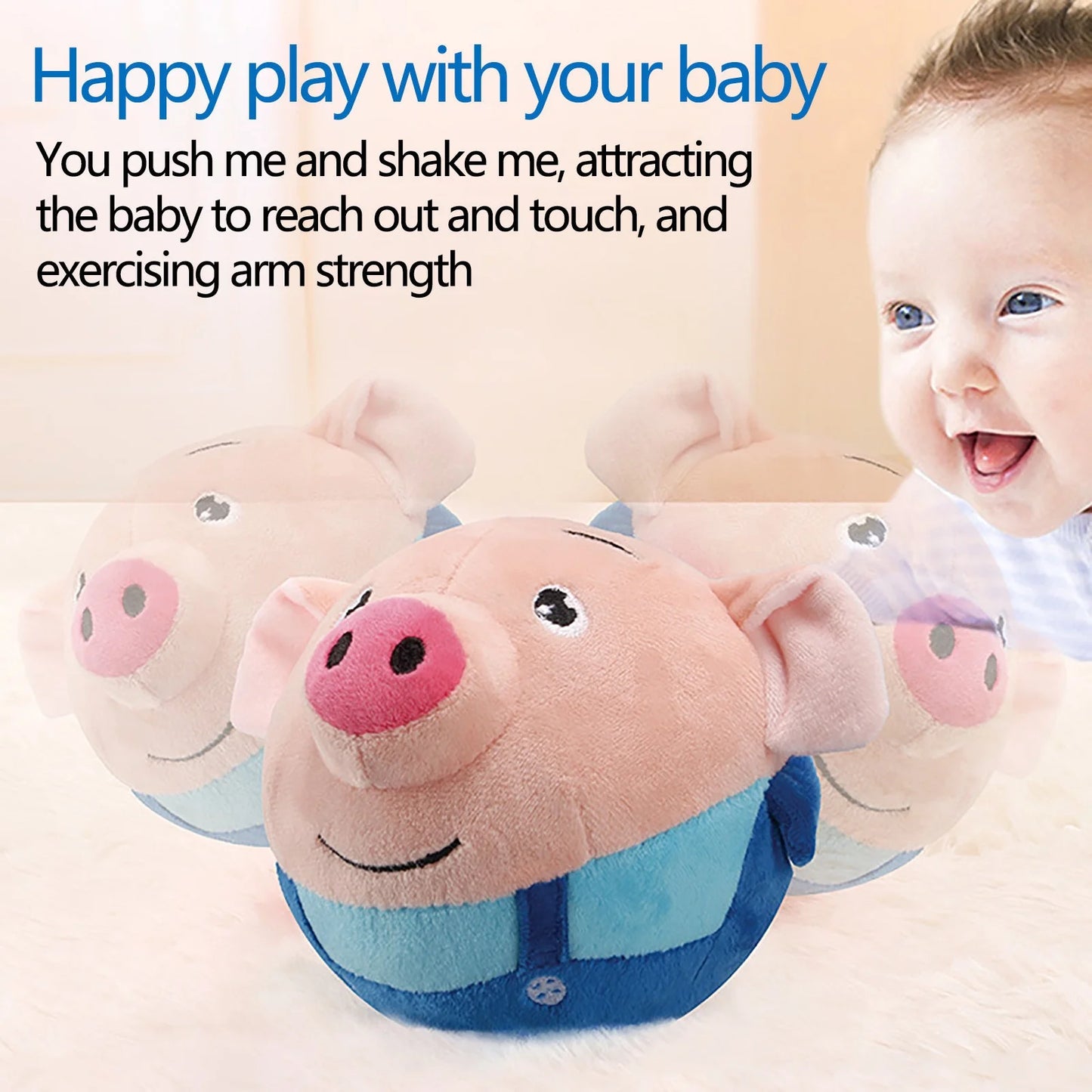 Interactive Bouncing Rabbit Dog Toy with Sound - Durable Plush Squeaky Ball for Aggressive Chewers, 60 Songs Music & Fun!