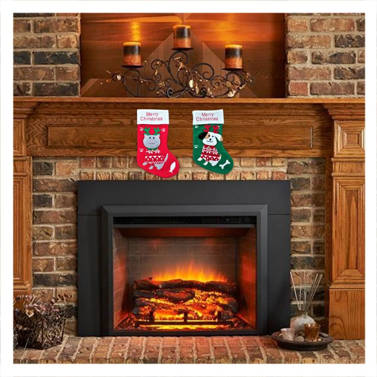 Festive Dog Christmas Stocking - 16"x7" Puppy Stocking with Antlers - Perfect for Your Furry Friend!