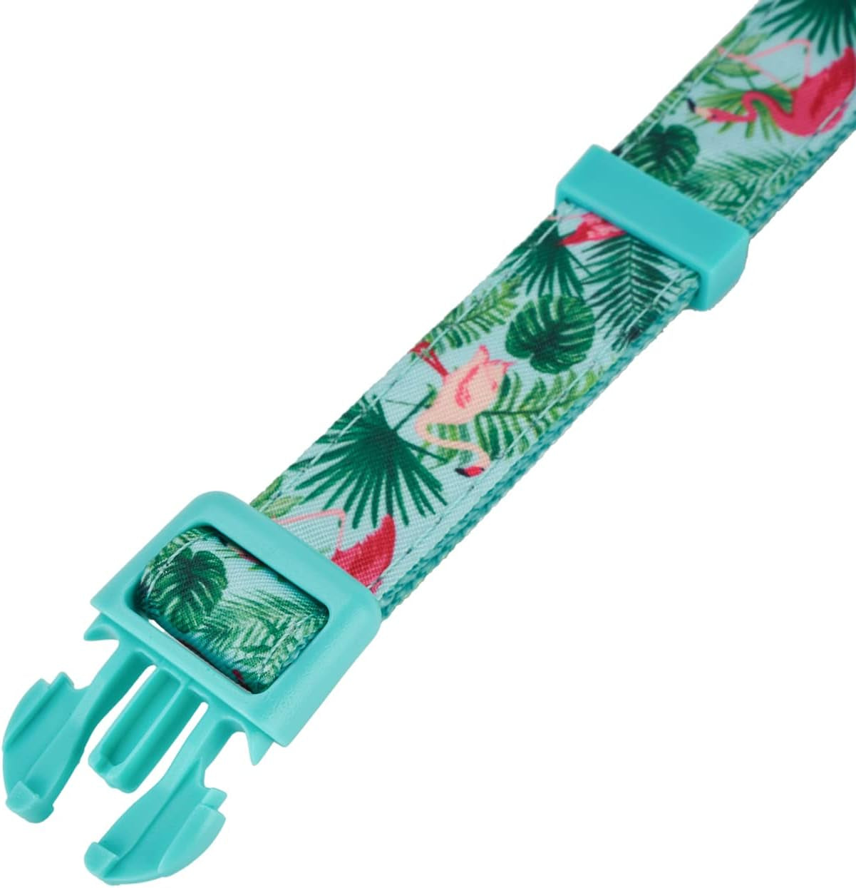 Flamingo Pattern Dog Collar, Nylon Webbing plus Polyester Ribbon 2 Layers, for Medium Dogs(Medium, Flamingo)