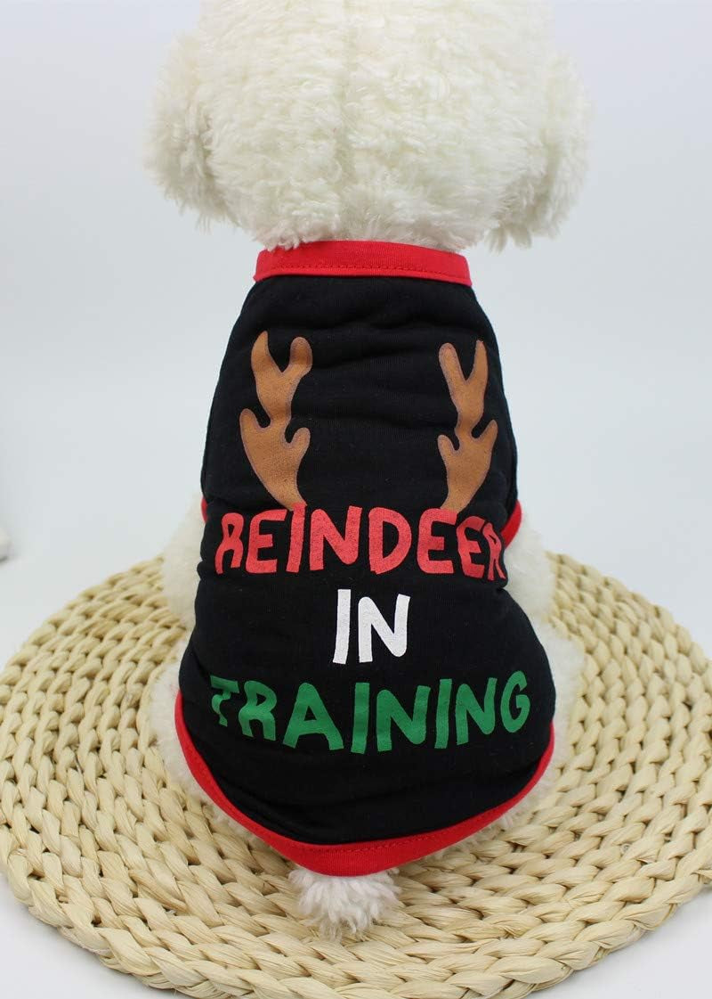 Dogs Christmas Shirts Snowflakes Clothes Pet Santa Claus Suit Puppy Red Clothing Doggie Winter Apparel Cold Weather Coats Cat Xmas Costumes New (S (4.4~6.6Lbs), Pack of 2 (No. 4))