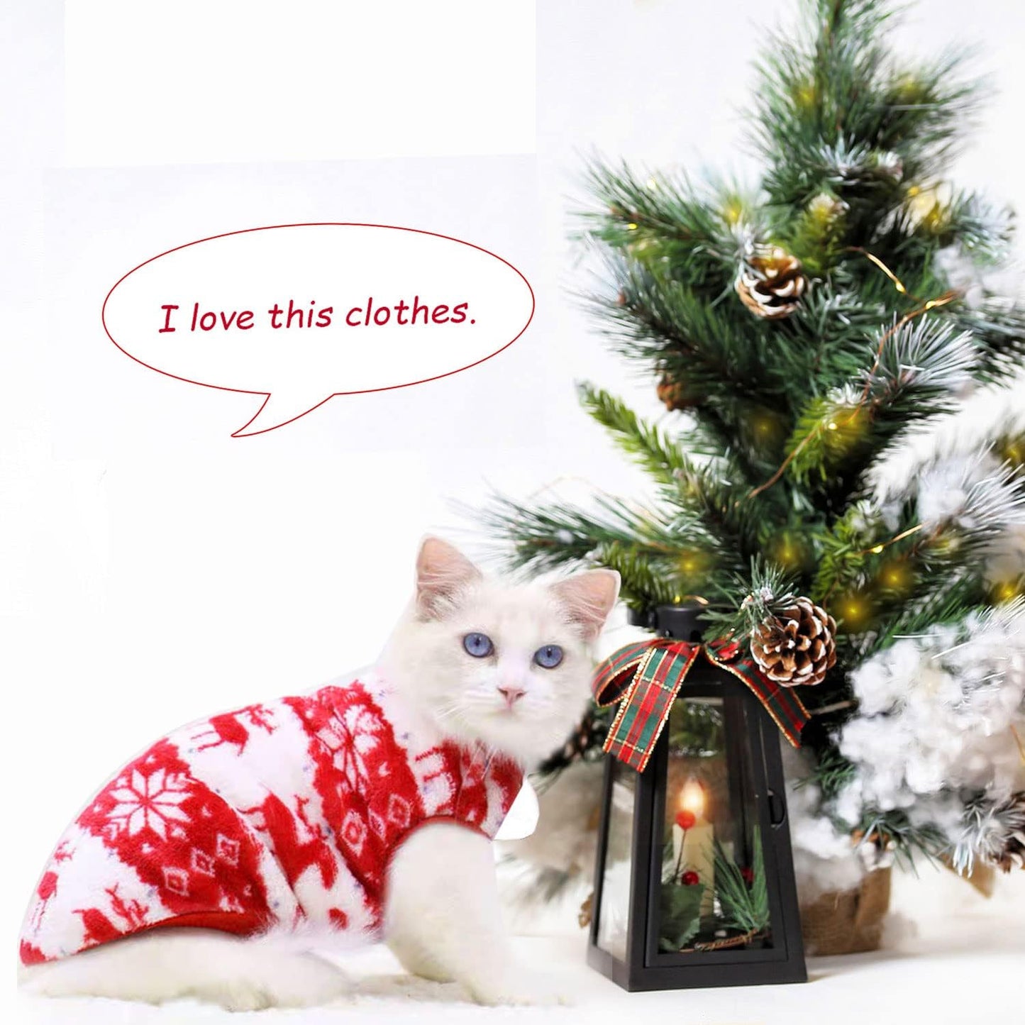 Festive Red Snowflake Christmas Sweater for Small Dogs and Cats - Adorable Elk Pattern Holiday Outfit for Puppies and Kittens