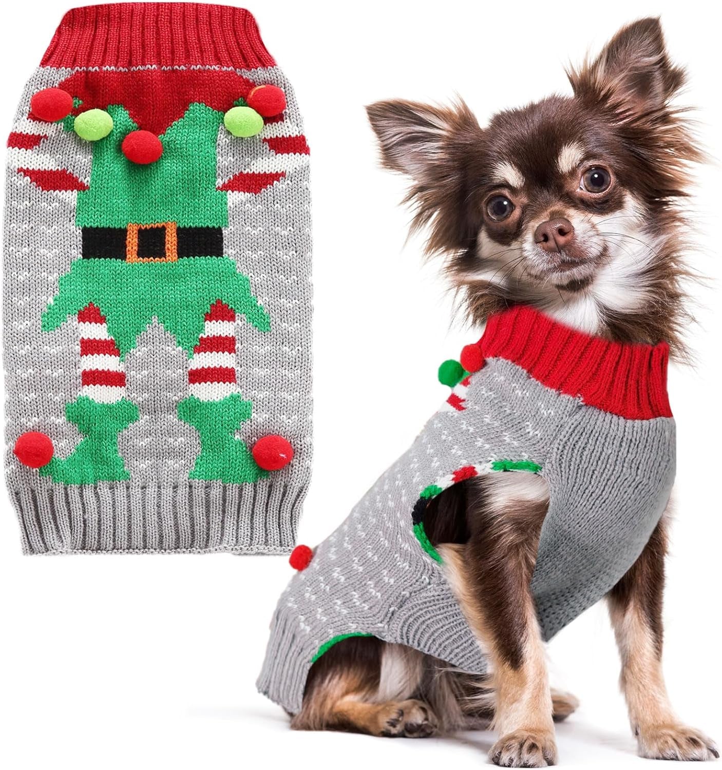 Festive Ugly Elf Clown Dog Sweater - Holiday Jumper for Small to Large Dogs & Cats - Perfect Xmas Outfit!