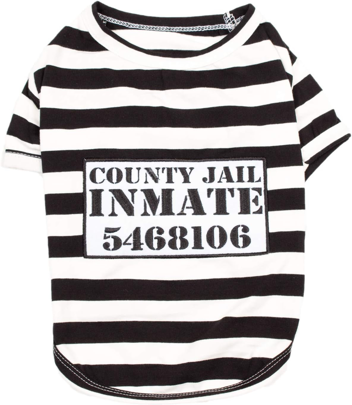 Adorable Prisoner Dog Halloween Costume - Stylish Black and White Striped Outfit for Medium Pets - Perfect Halloween Shirt for Dogs