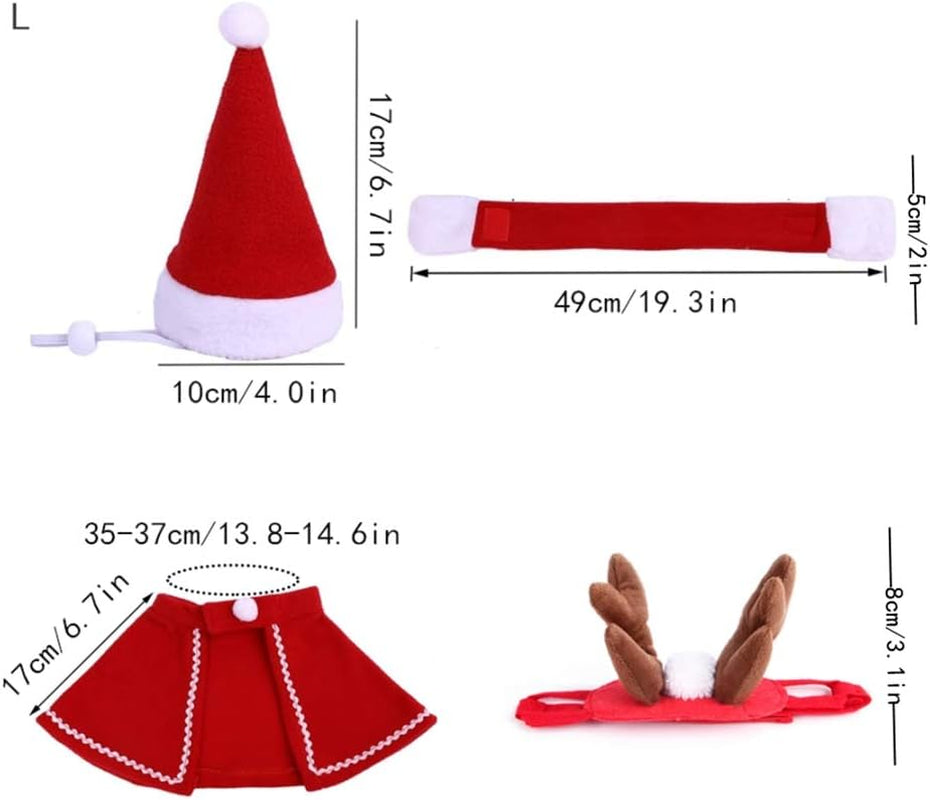 Festive 2-Piece Pet Christmas Costume Set - Santa Hat & Reindeer Antlers for Small Dogs and Cats