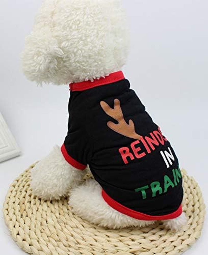 Dogs Christmas Shirts Snowflakes Clothes Pet Santa Claus Suit Puppy Red Clothing Doggie Winter Apparel Cold Weather Coats Cat Xmas Costumes New (S (4.4~6.6Lbs), Pack of 2 (No. 4))