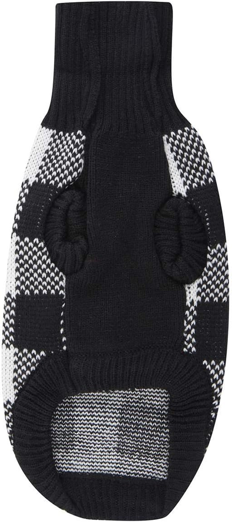 Stylish White Black Plaid Christmas Dog Sweater - Cozy Turtleneck Knitwear for Small Dogs & Cats - Perfect Winter Apparel for Cold Weather (Size S, 12")