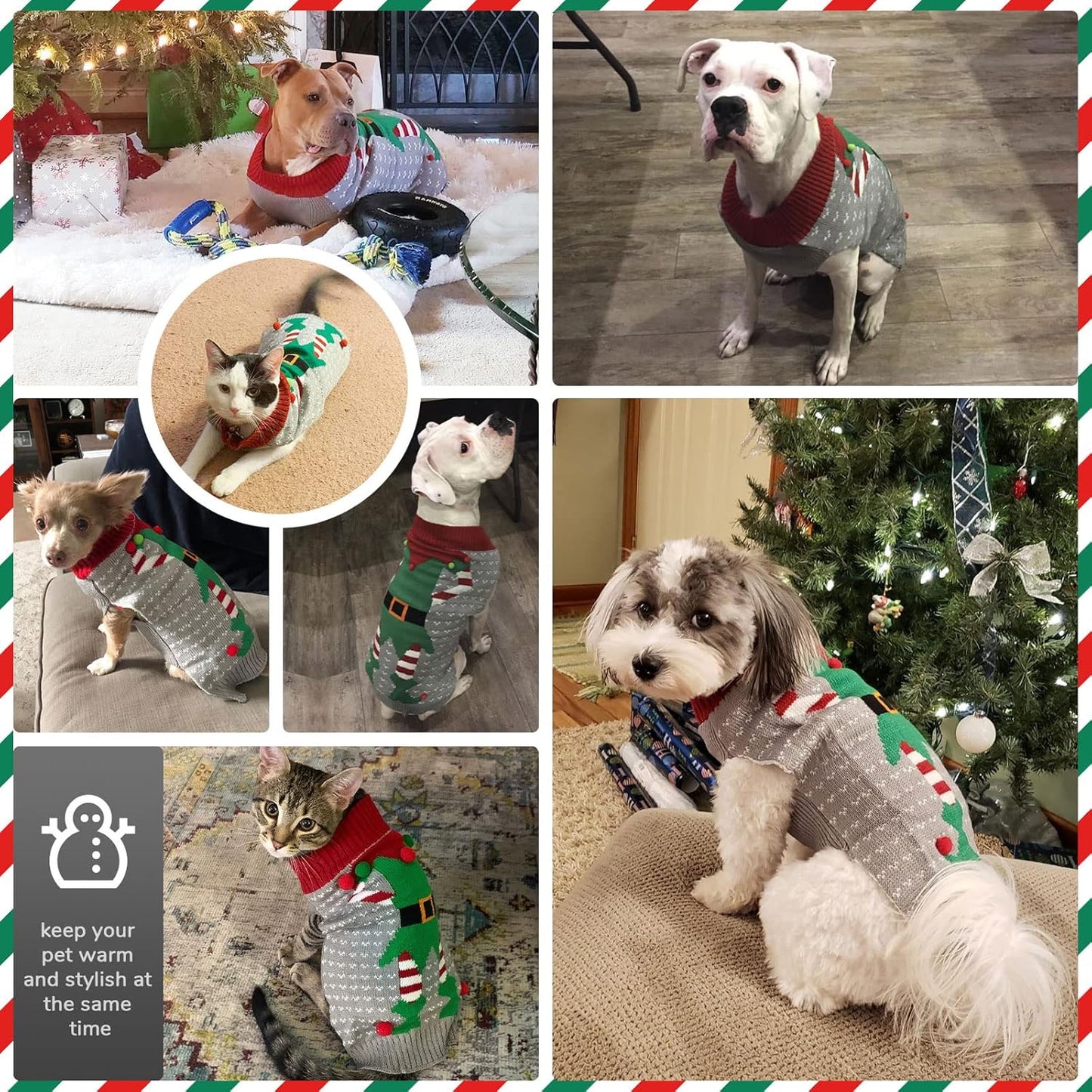 Festive Ugly Elf Clown Dog Sweater - Holiday Jumper for Small to Large Dogs & Cats - Perfect Xmas Outfit!