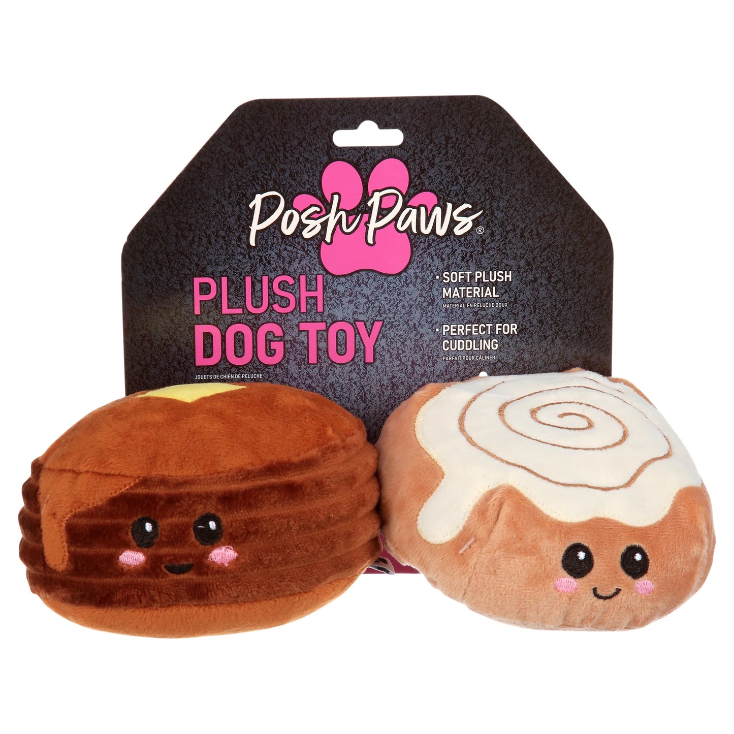 Irresistible Plush Pet Toys - 2 Pack Cinnamon Roll & Pancake for Happy Dogs - Cozy Brown Design