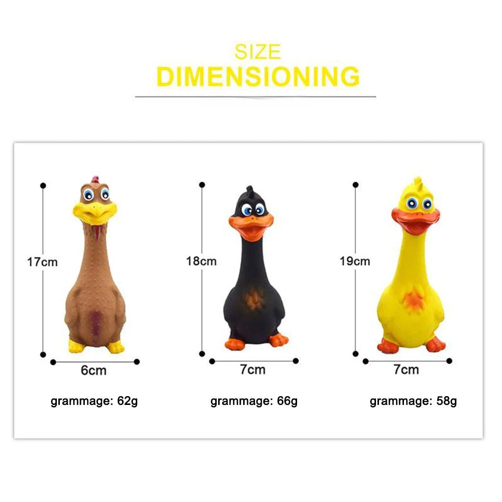 Hilarious Squeaky Rubber Chicken Dog Toy - Fun Shrilling Sound for Pets and Kids, 19x7cm