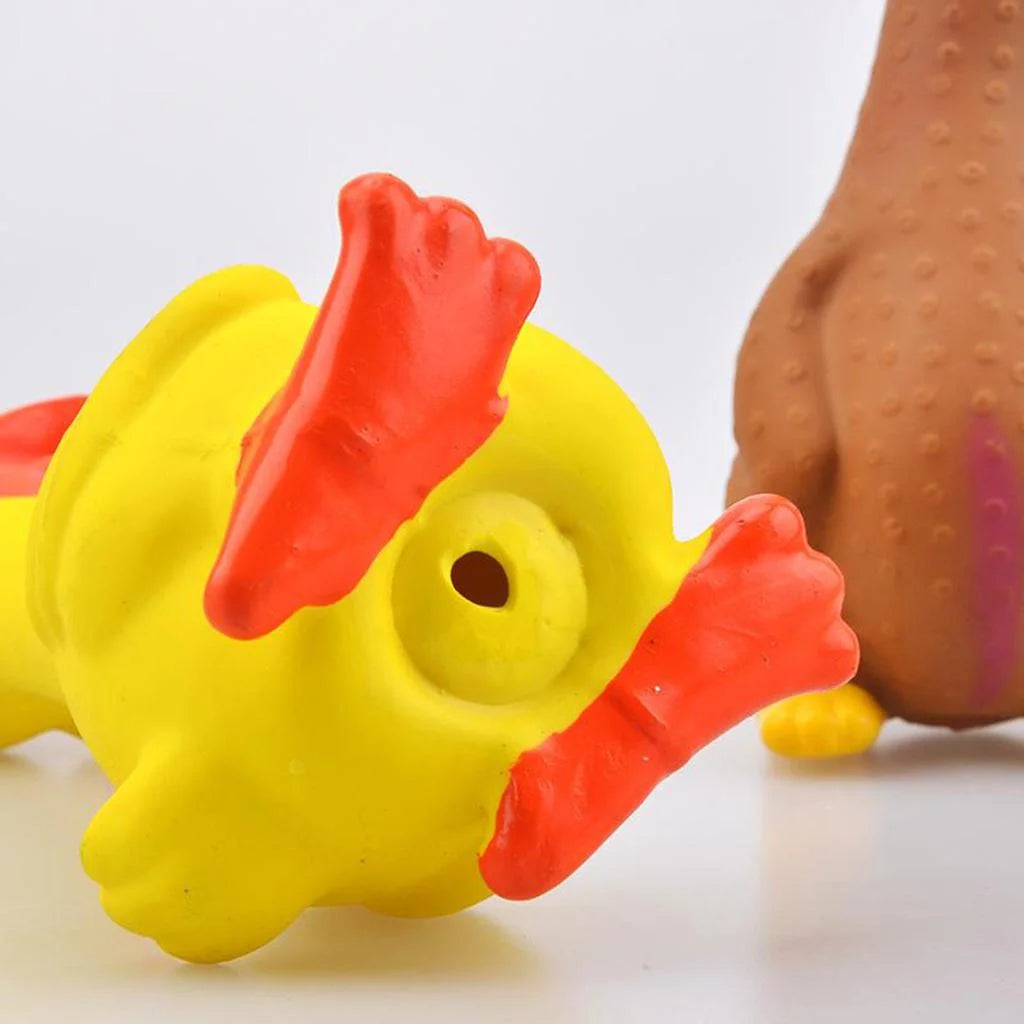 Hilarious Squeaky Rubber Chicken Dog Toy - Fun Shrilling Sound for Pets and Kids, 19x7cm