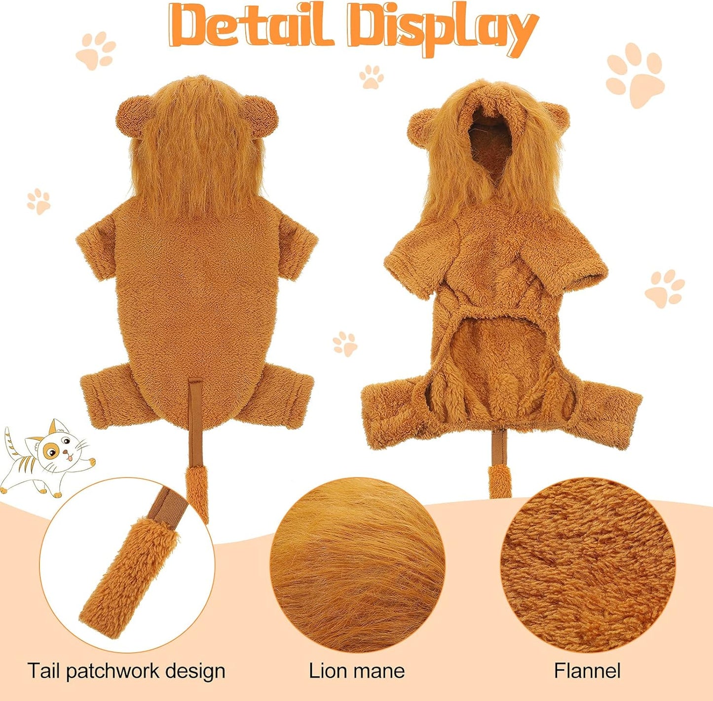 Adorable Lion & Tiger Costumes - 2 Pack Winter Sweaters for Small Dogs - Cozy Christmas Pet Coats (L Size)