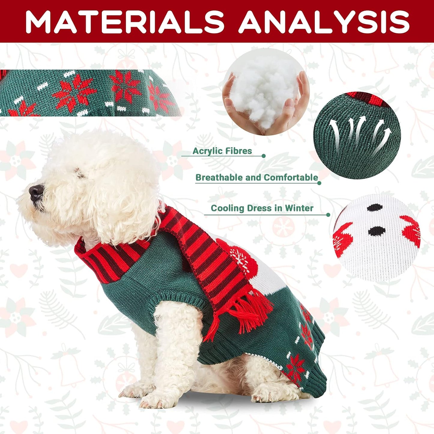 Cozy Knitted Snowman Dog Christmas Sweater - Soft Winter Jumpsuit for Small, Medium & Large Pets