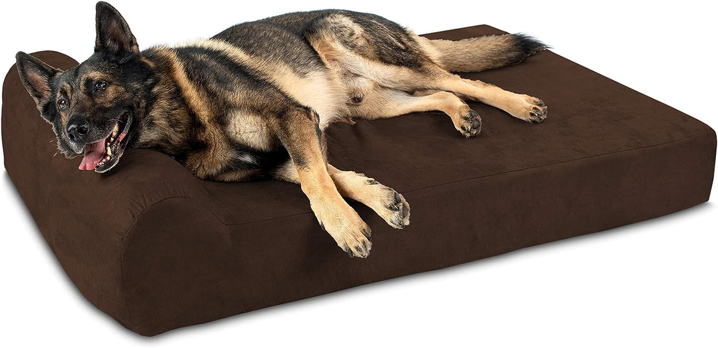 Extra Large Orthopedic Dog Bed - 7" Thick Soft Cushion with Washable Microsuede Cover - Made in USA - Chocolate Color