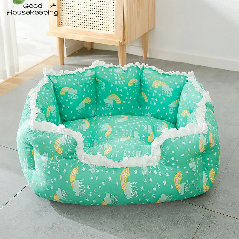 Cozy Summer Cat & Dog Bed House - Stylish Pet Tent & Cushion for Small Pets