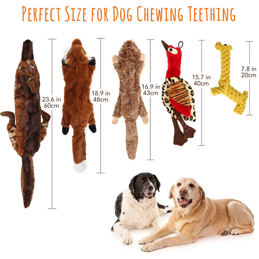 Ultimate 5-Pack Dog Squeaky Toys - Durable Plush Chew Toys with No Stuffing