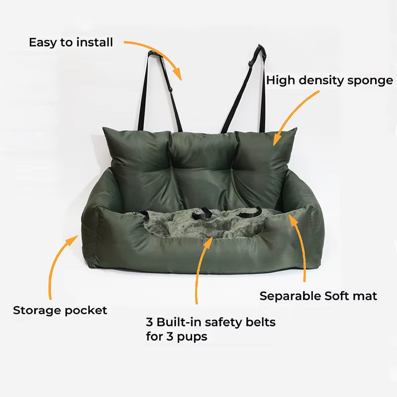 Luxury Waterproof Dog Car Seat & Travel Pet Carrier - Ultimate Comfort for Dogs and Cats