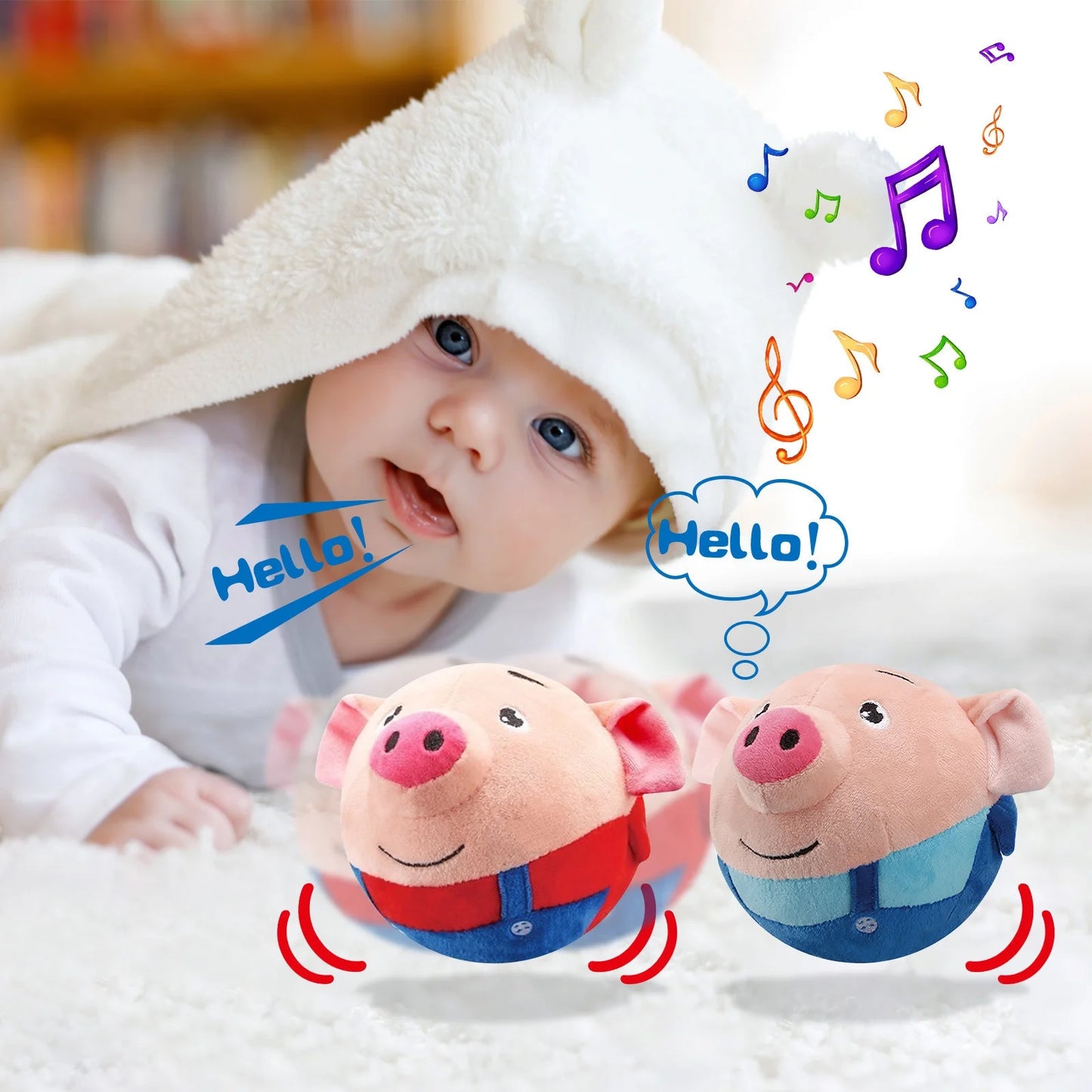 Interactive Bouncing Rabbit Dog Toy with Sound - Durable Plush Squeaky Ball for Aggressive Chewers, 60 Songs Music & Fun!