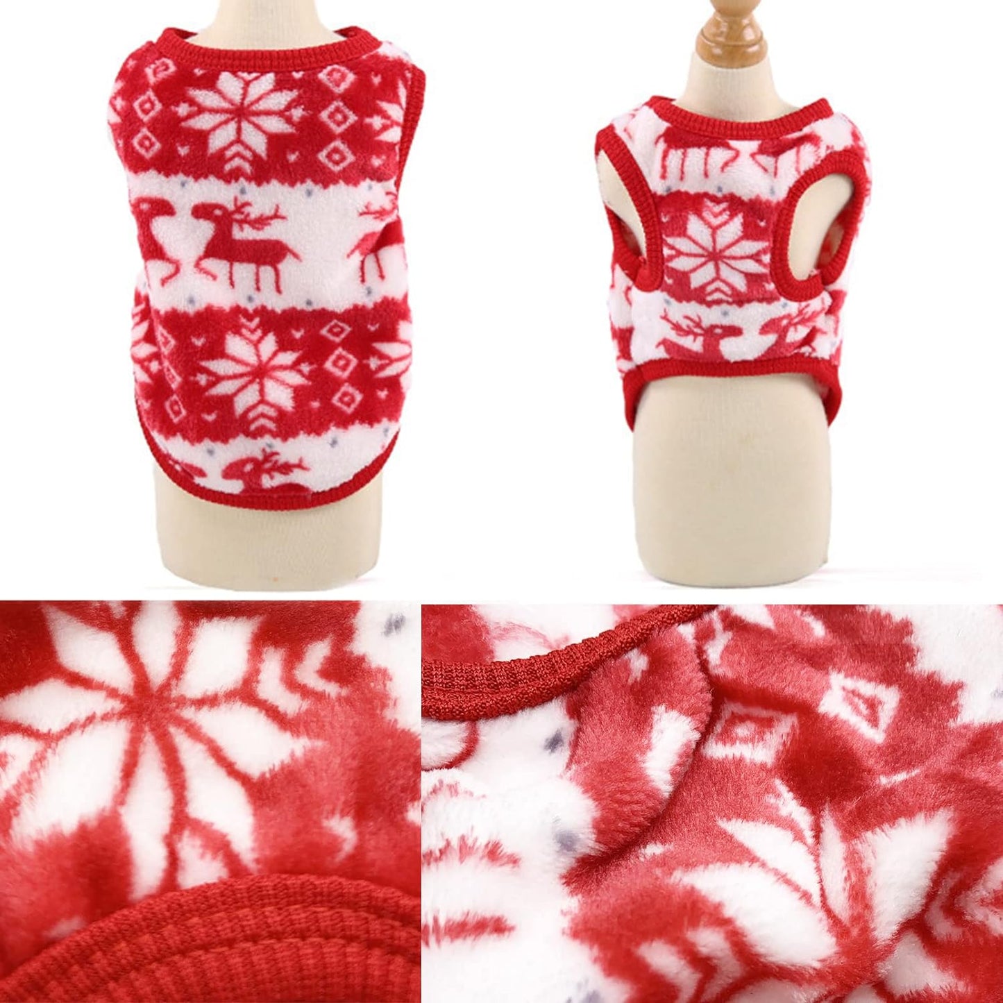Festive Red Snowflake Christmas Sweater for Small Dogs and Cats - Adorable Elk Pattern Holiday Outfit for Puppies and Kittens