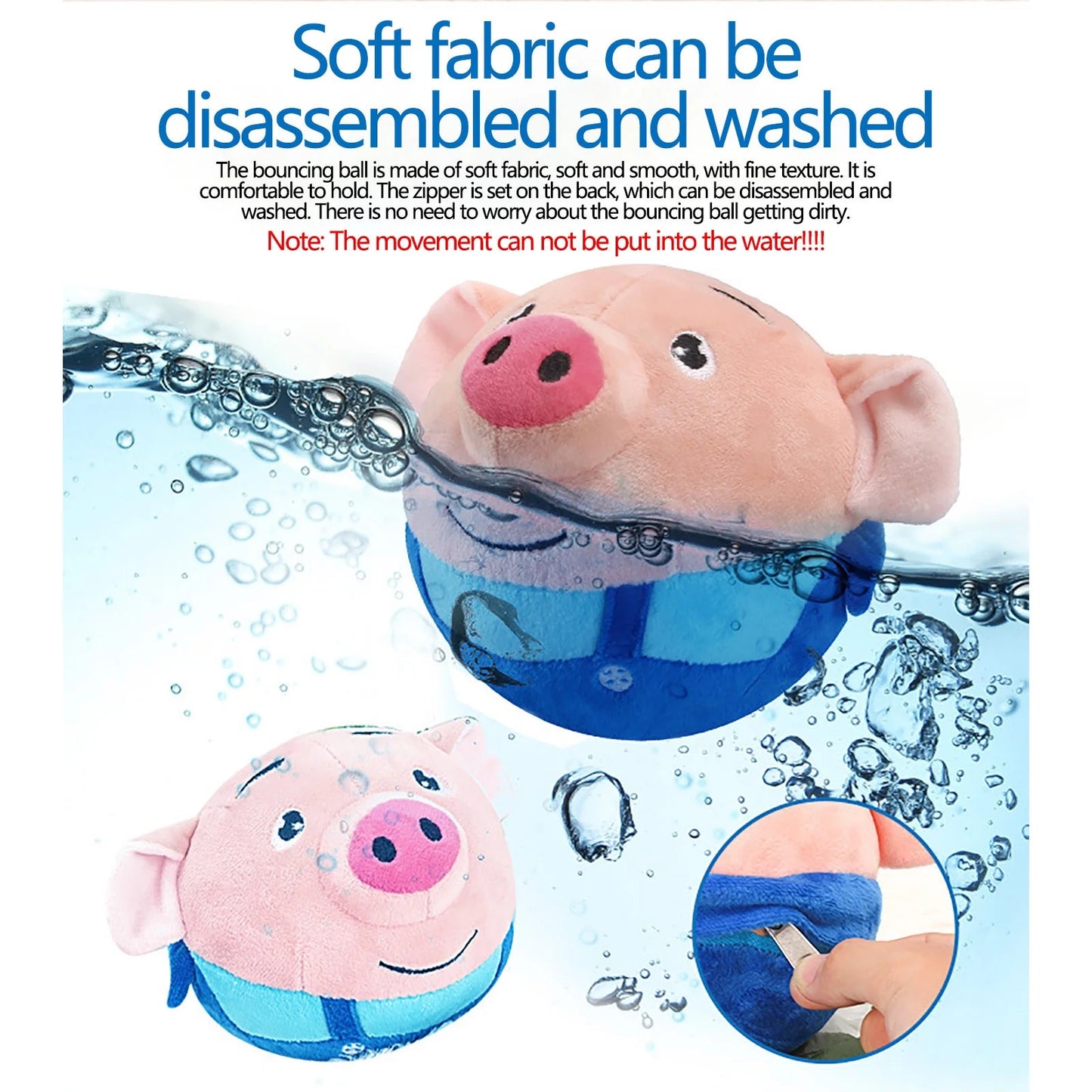 Interactive Bouncing Rabbit Dog Toy with Sound - Durable Plush Squeaky Ball for Aggressive Chewers, 60 Songs Music & Fun!