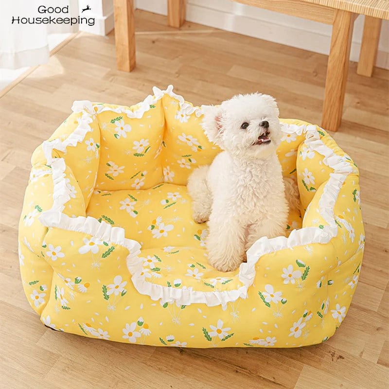 Cozy Summer Cat & Dog Bed House - Stylish Pet Tent & Cushion for Small Pets