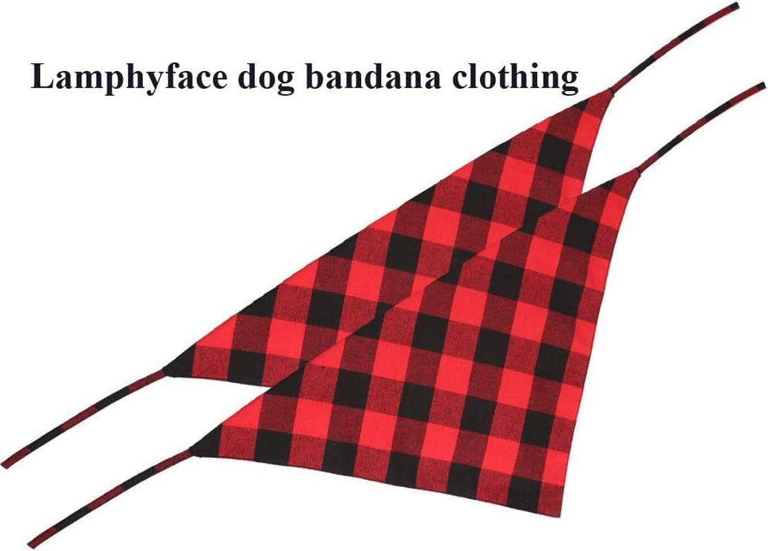 Festive Red & Black Plaid Dog Bandanas - 2 Pack Christmas Triangle Scarves for Pets