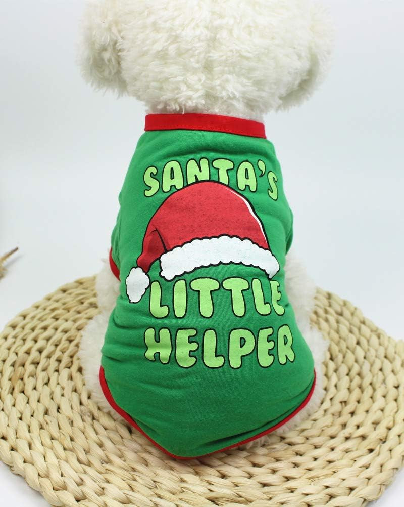 Dogs Christmas Shirts Snowflakes Clothes Pet Santa Claus Suit Puppy Red Clothing Doggie Winter Apparel Cold Weather Coats Cat Xmas Costumes New (S (4.4~6.6Lbs), Pack of 2 (No. 4))