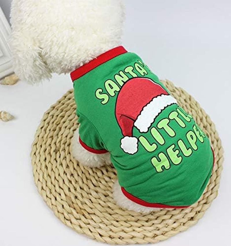 Dogs Christmas Shirts Snowflakes Clothes Pet Santa Claus Suit Puppy Red Clothing Doggie Winter Apparel Cold Weather Coats Cat Xmas Costumes New (S (4.4~6.6Lbs), Pack of 2 (No. 4))