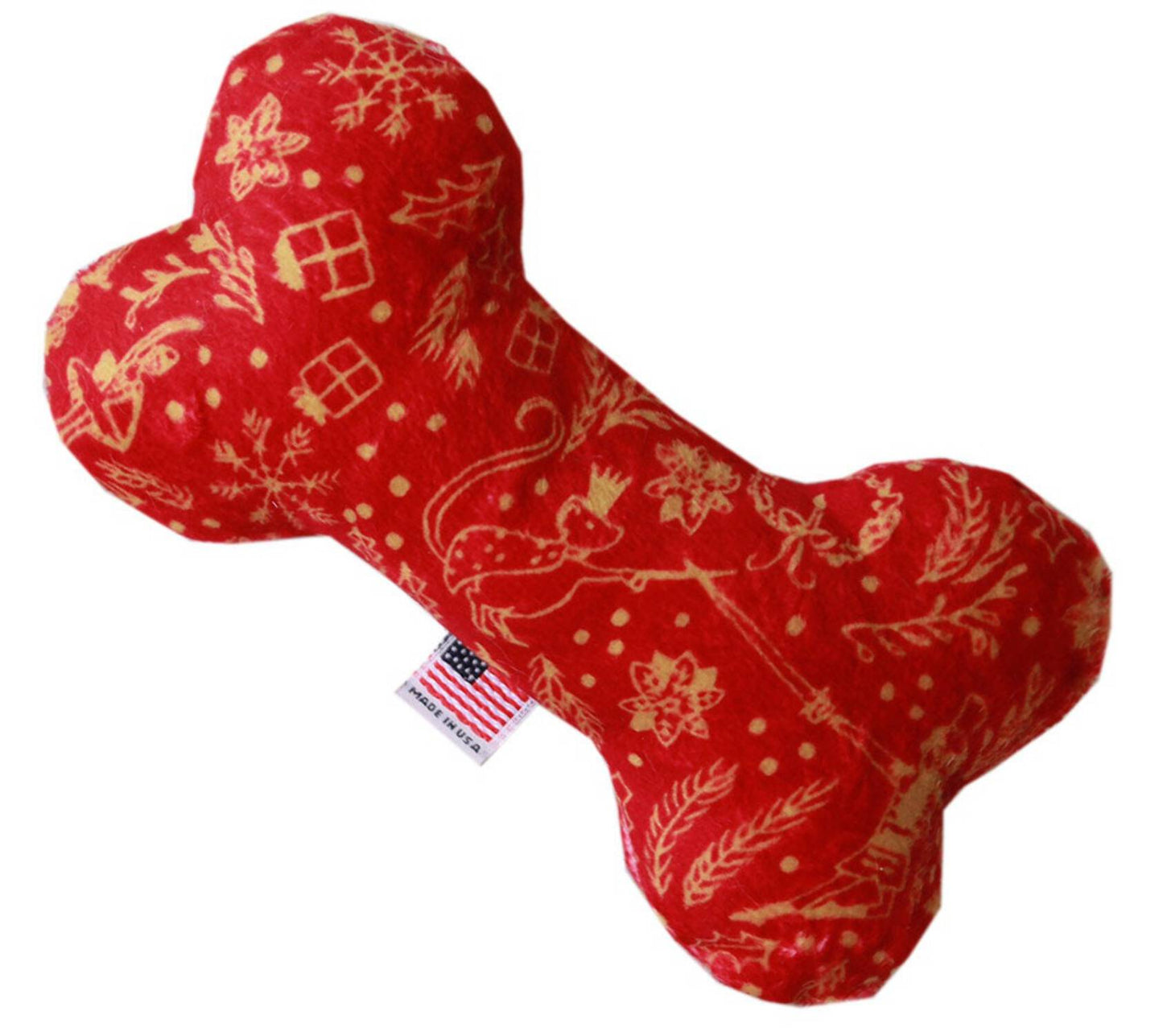 Happy Holidays Plush Dog Bone Toy - 6" Fun Patterns Available!