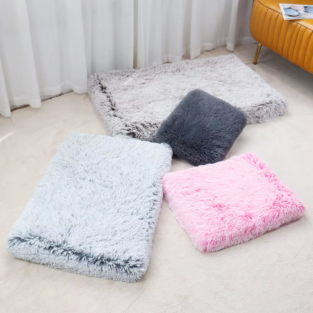 Luxury Plush Square Pet Bed - Cozy Sofa for Dogs & Cats, Stylish Winter/Summer Mat with Cartoon Design