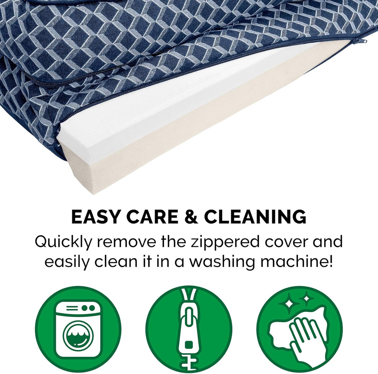 Cozy Diamond Blue Memory Foam Dog Bed with Removable Bolsters & Washable Cover - Perfect for Medium/Small Dogs up to 35 Lbs