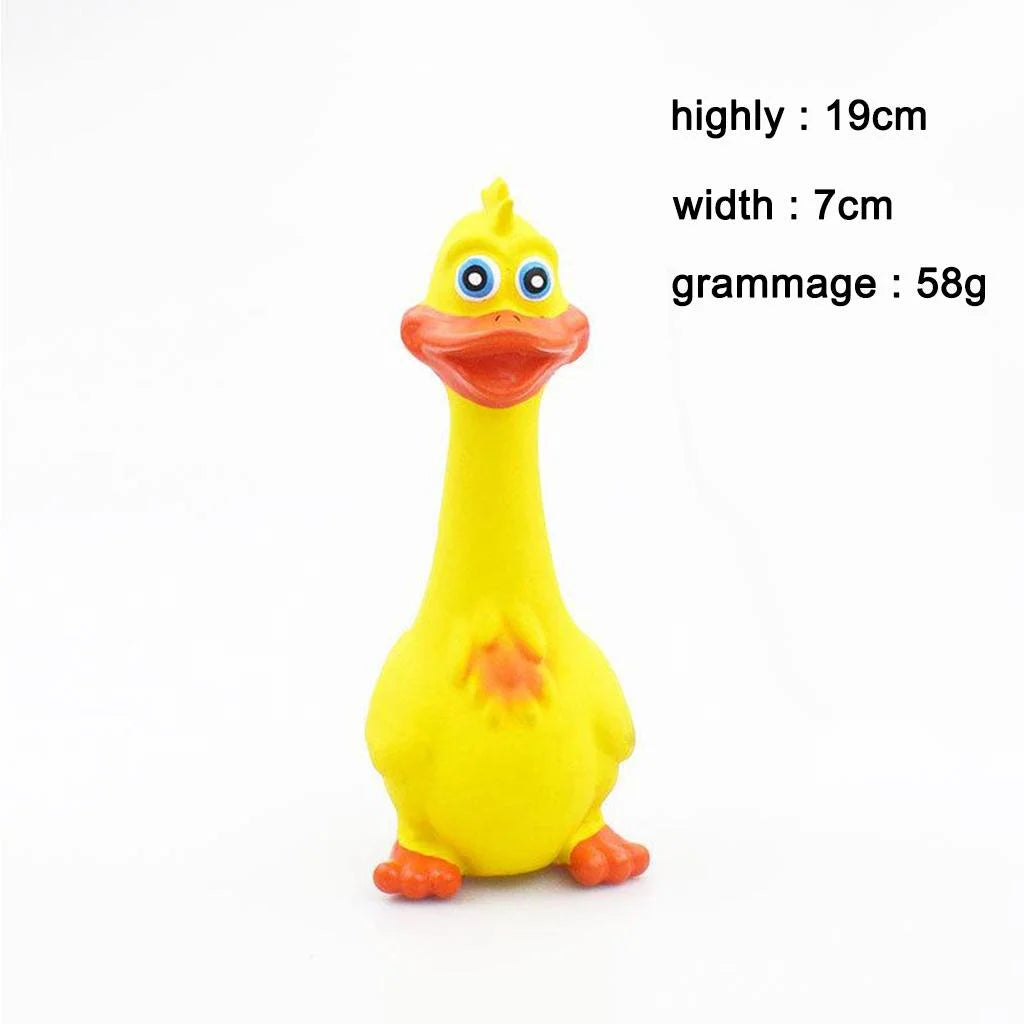 Hilarious Squeaky Rubber Chicken Dog Toy - Fun Shrilling Sound for Pets and Kids, 19x7cm