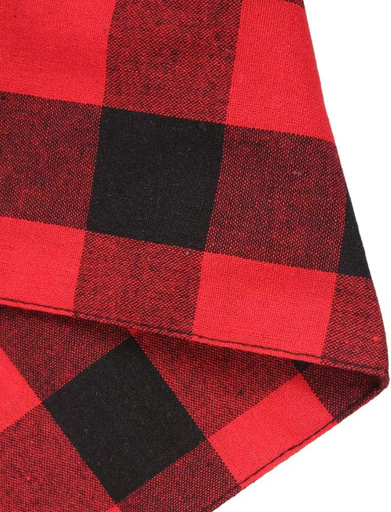 Festive Red & Black Plaid Dog Bandanas - 2 Pack Christmas Triangle Scarves for Pets