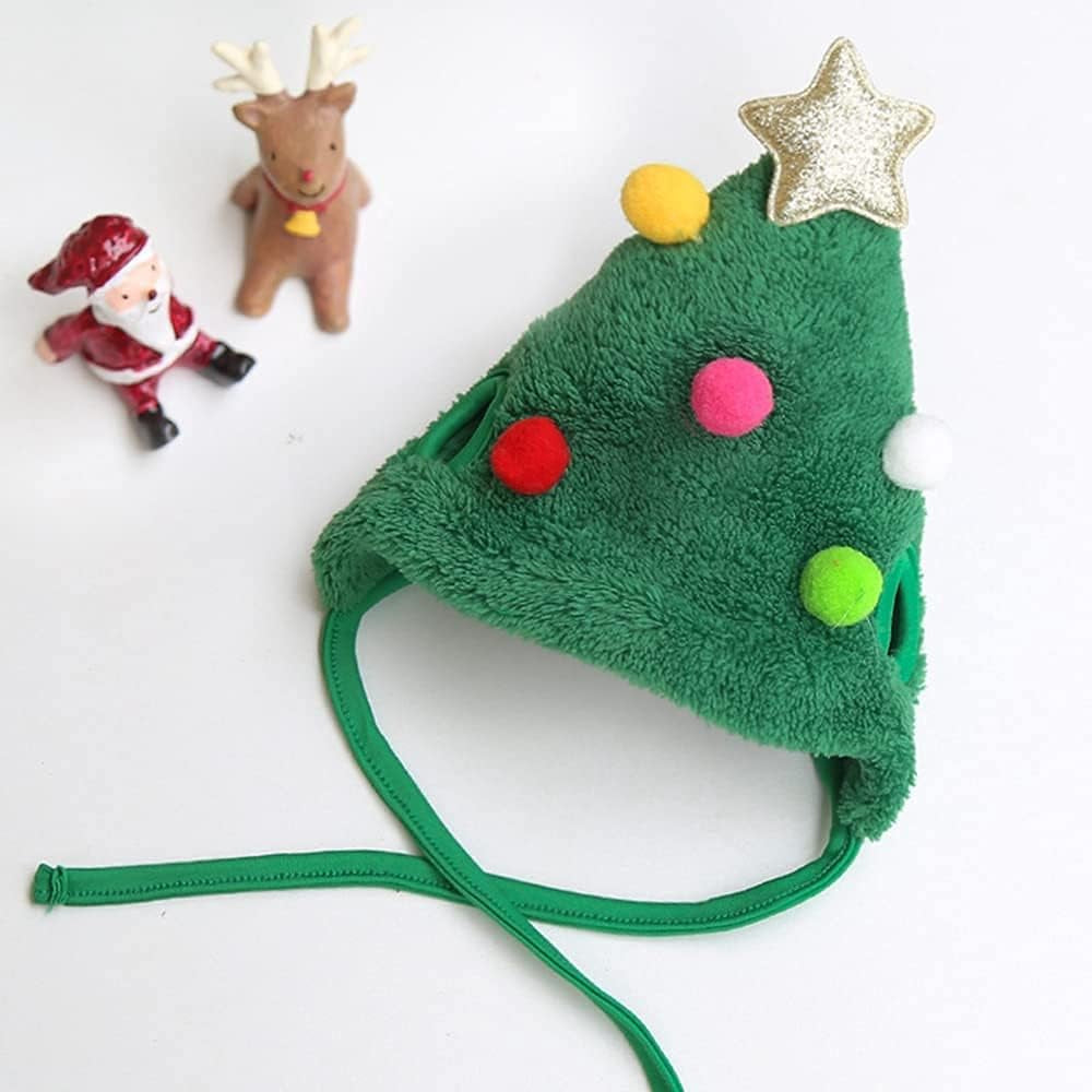 Festive 6-Piece Pet Christmas Costume Set - Adorable Hat, Bandana, Bow Tie, Socks & Bib for Small to Medium Dogs & Cats (Green, S: 2-8Kg)