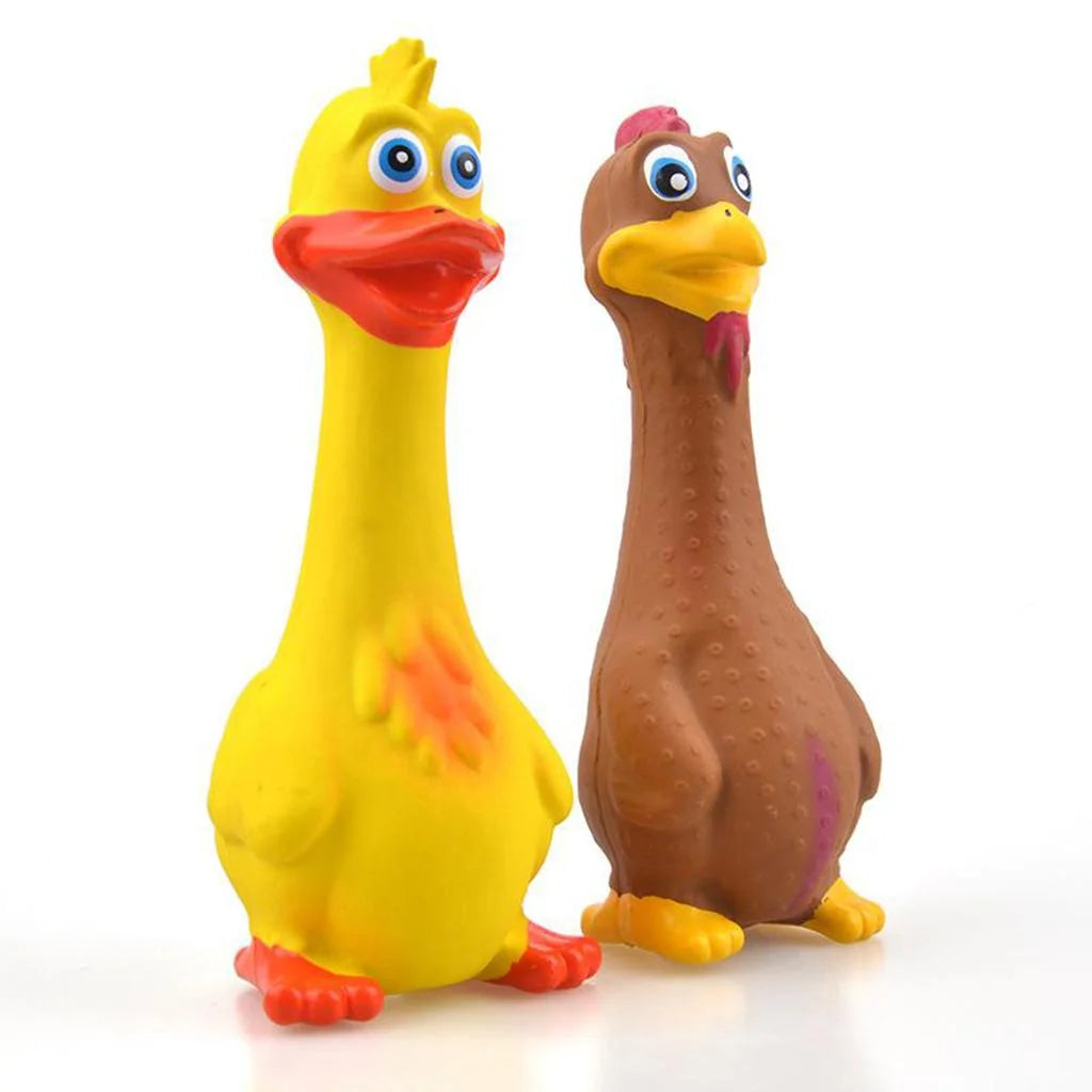 Hilarious Squeaky Rubber Chicken Dog Toy - Fun Shrilling Sound for Pets and Kids, 19x7cm