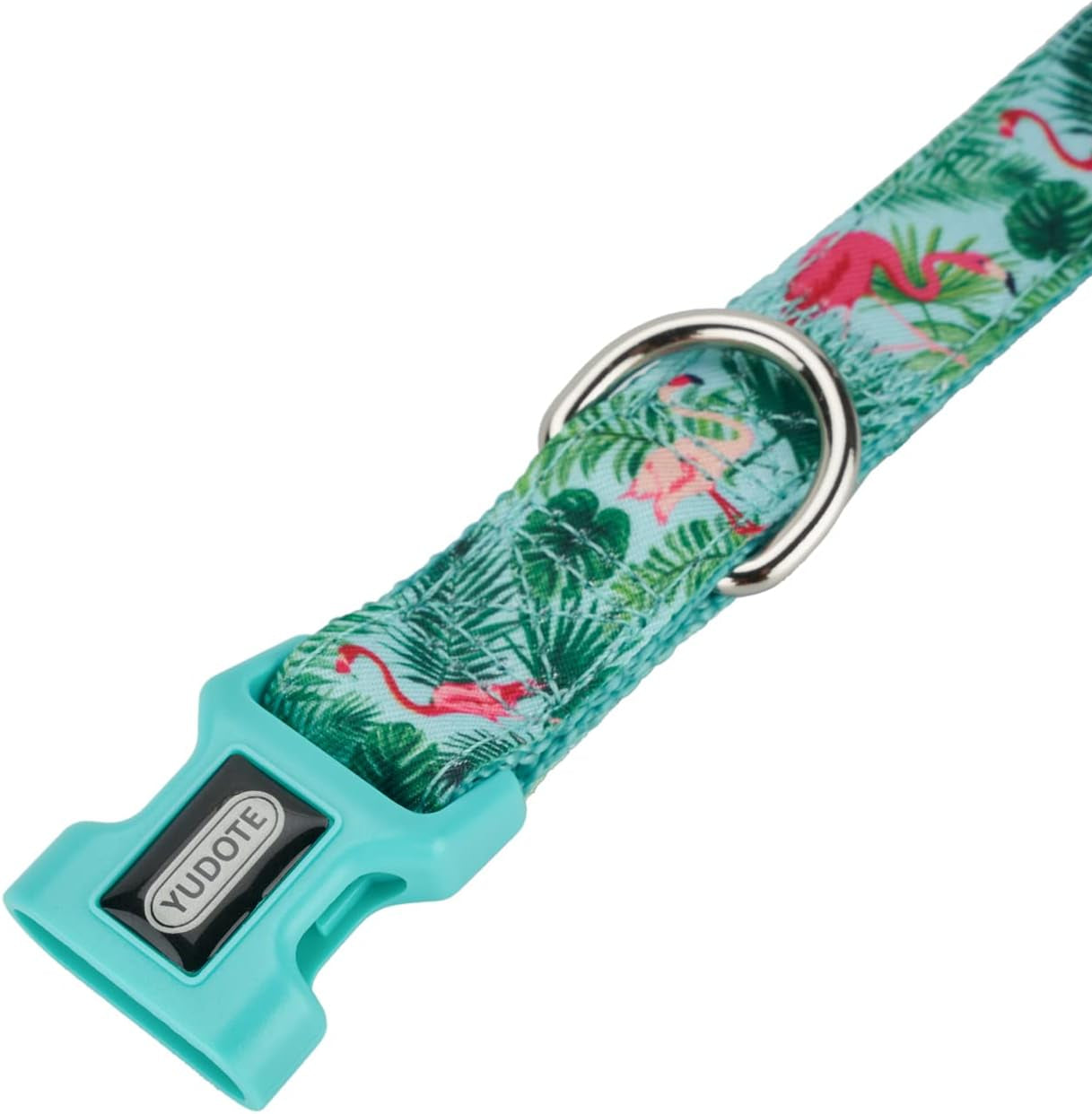 Flamingo Pattern Dog Collar, Nylon Webbing plus Polyester Ribbon 2 Layers, for Medium Dogs(Medium, Flamingo)