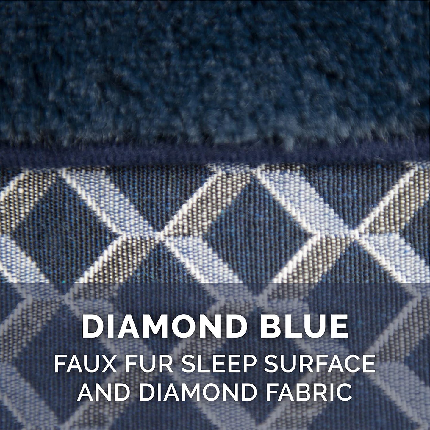 Cozy Diamond Blue Memory Foam Dog Bed with Removable Bolsters & Washable Cover - Perfect for Medium/Small Dogs up to 35 Lbs