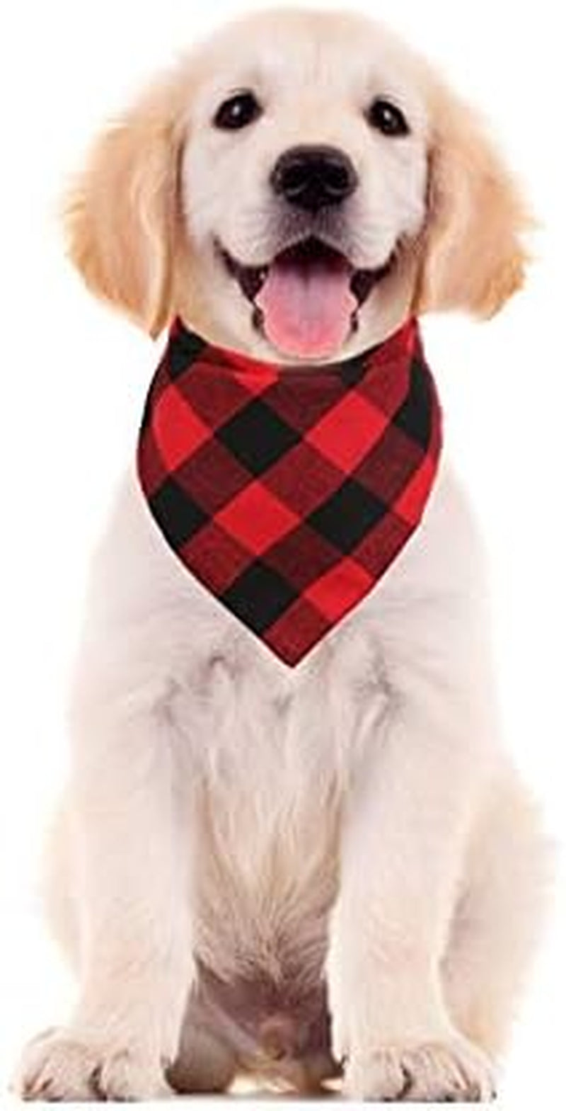 Festive Red & Black Plaid Dog Bandanas - 2 Pack Christmas Triangle Scarves for Pets
