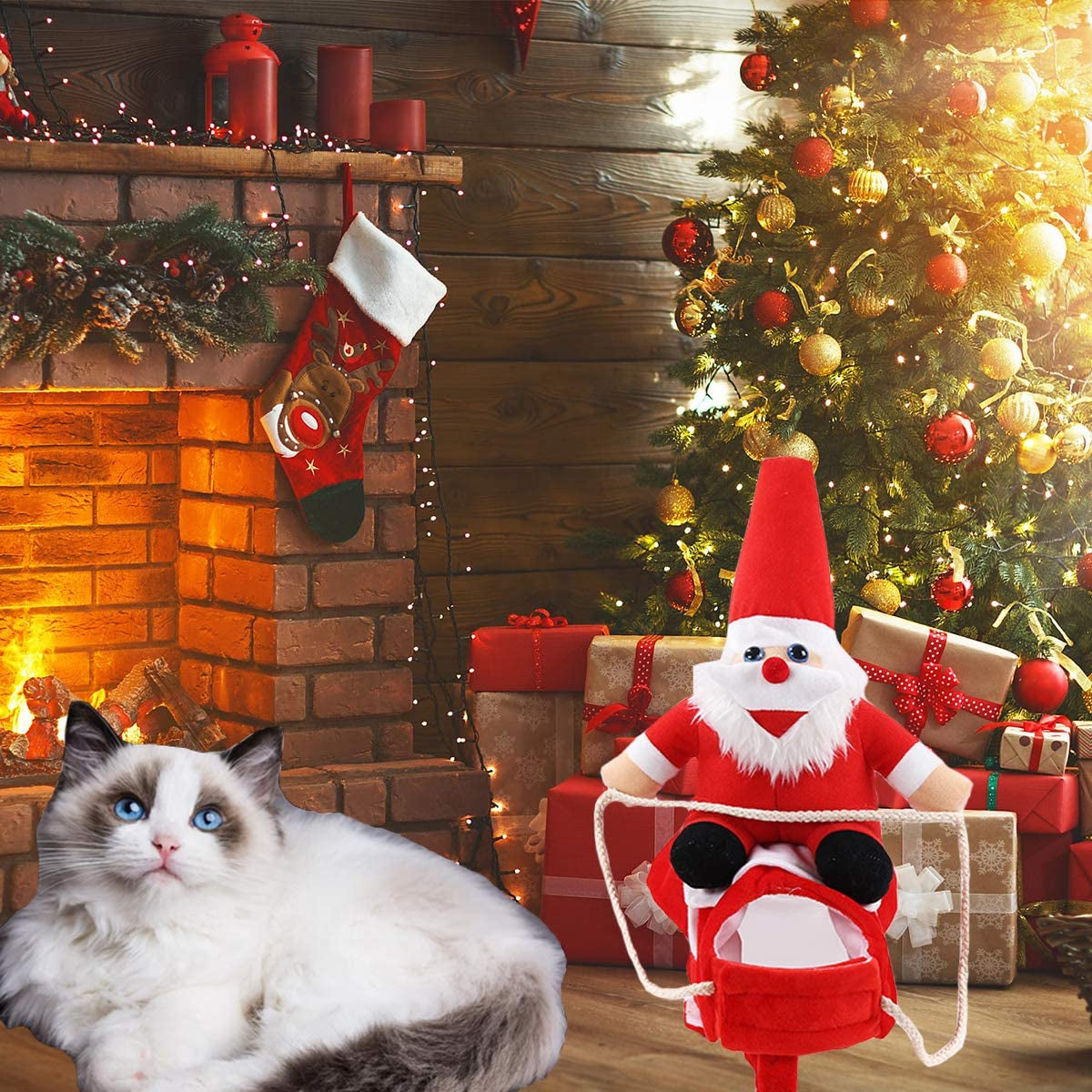 Festive Santa Claus Dog Costume - Funny Pet Outfit for Halloween & Christmas, Adjustable & Comfortable for All Breeds
