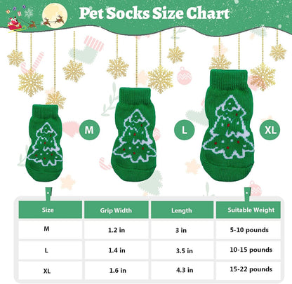 Festive Pet Christmas Costume Set - Reindeer Hats, Anti-Slip Socks & Bandanas for Small to Medium Dogs & Cats (Green, XL)