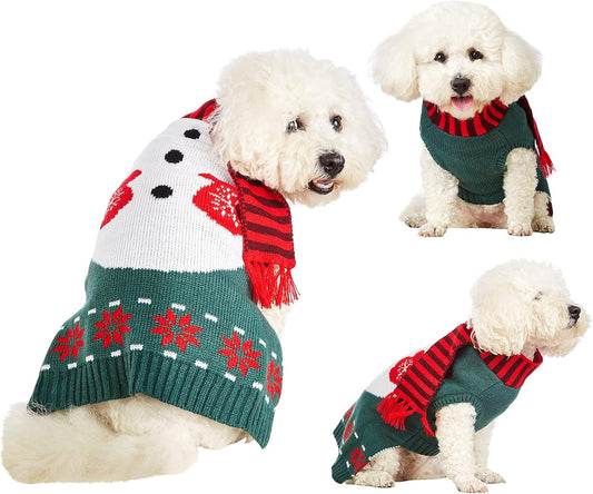 Cozy Knitted Snowman Dog Christmas Sweater - Soft Winter Jumpsuit for Small, Medium & Large Pets