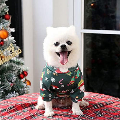 Festive Cartoon Fleece Hoodie for Small Dogs & Cats - Cozy Christmas Pullover in Green