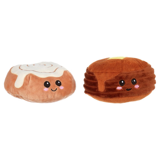 Irresistible Plush Pet Toys - 2 Pack Cinnamon Roll & Pancake for Happy Dogs - Cozy Brown Design